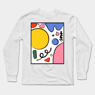 Mid Century Modern Retro Abstract Colorful Shapes 1 Long Sleeve T-Shirt